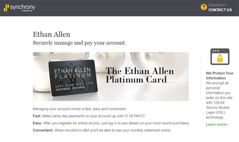 ethan allen credit card payment|ethan allen online bill pay.